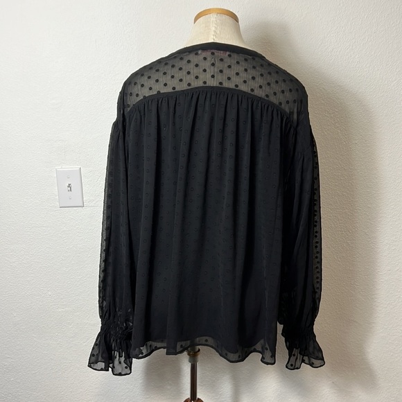 See by Chloe Black Long Sleeve Swiss Dot Blouse Size 44/US12 - Picture 5 of 8